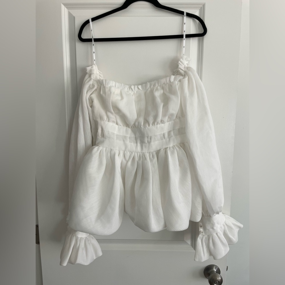 Off shoulder white Aje blouse